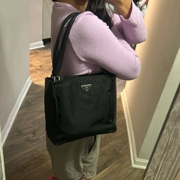 Authentic Prada Soft Calf Trimmed Tessuto Shoulder Bag Size Small - Picture 3 of 9